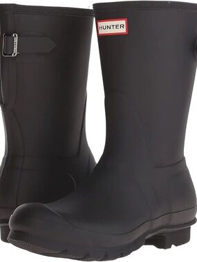 NIB Hunter Women’s Black Original Short Back Adjustable Rain Boots, Size 9
